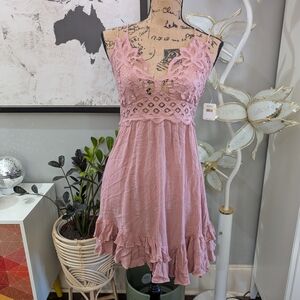 Free People Dusty Pink Lace Dress